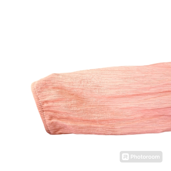 Dress Up Pastel Pink Crinkle Gauze Blouse Size Medium Bohemian Lightweight Top - Picture 5 of 11